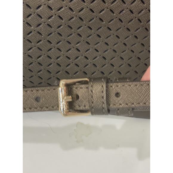 Henri Bendel WEST 57TH Large Brown Perforated Satchel Purse Gold Accents NWOT - Picture 7 of 15